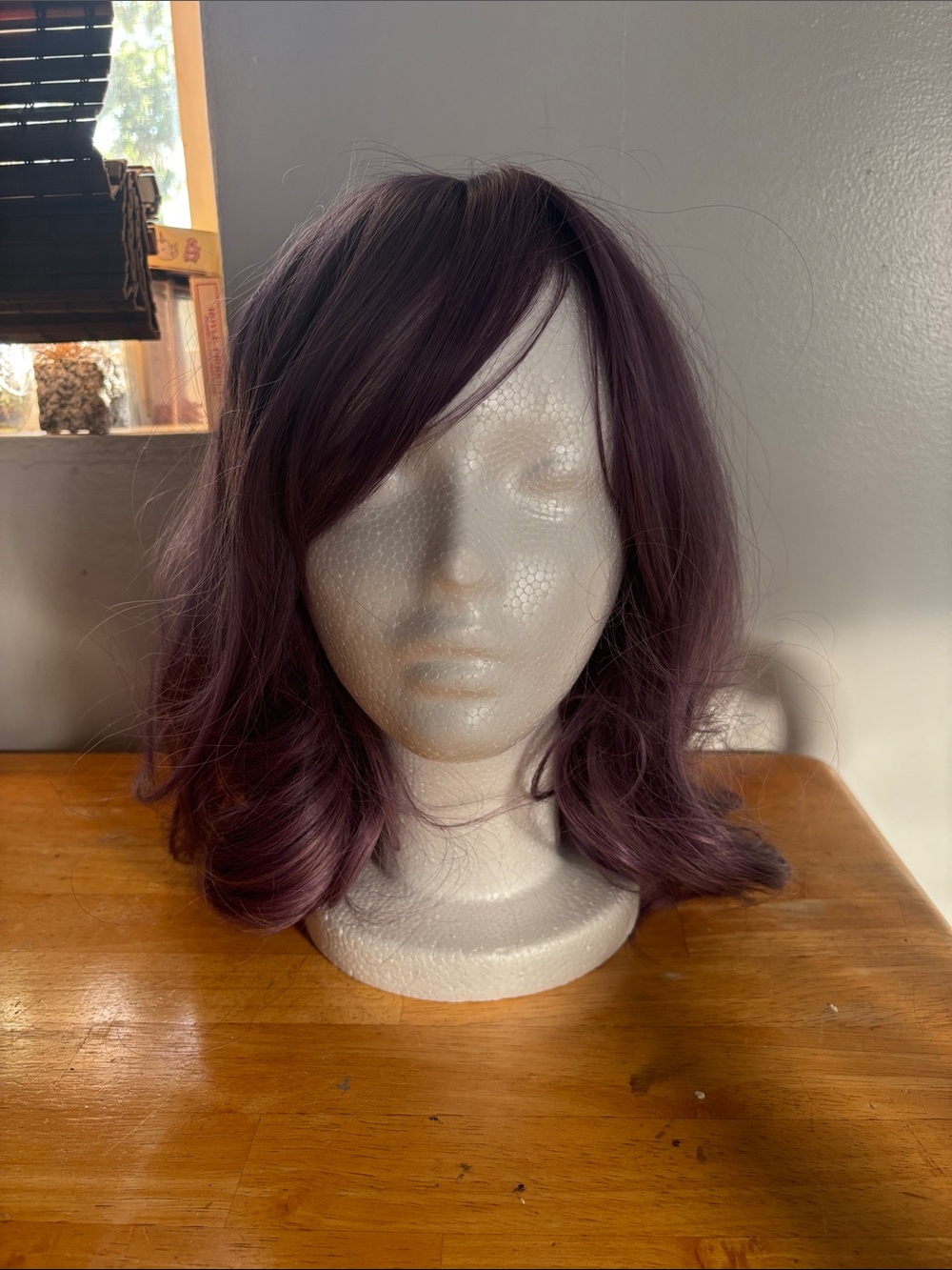 Stylish Women's Synthetic Wig in Deep Plum - Unbranded